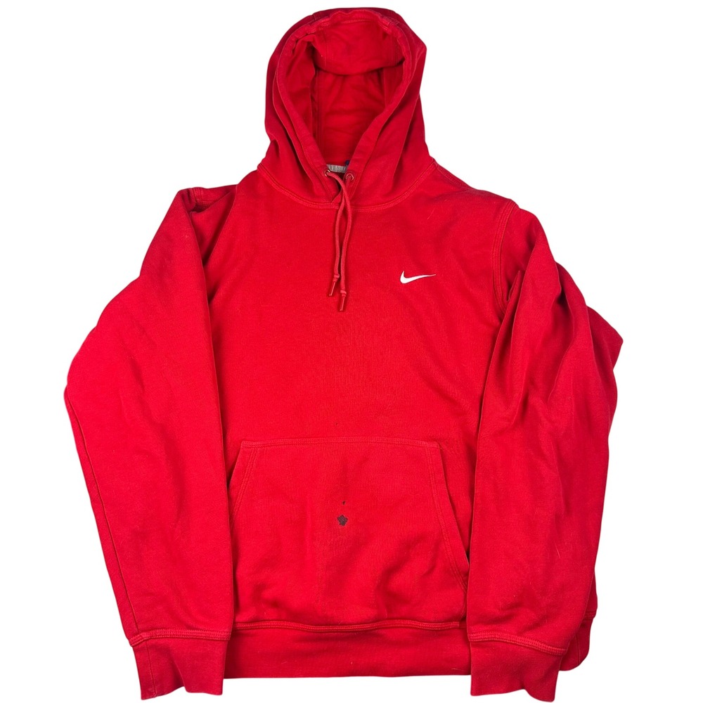 Nike Hoodie Mens XL Red Swoosh Pullover Fleece Pocket Outdoor Sportswear